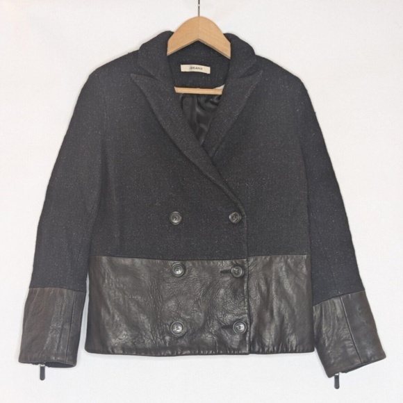 J Brand Jacket Coat Leather Wool - Picture 1 of 7